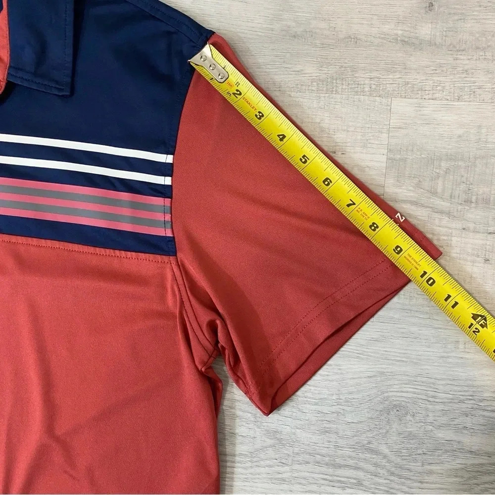 IZOD Men's Golf Polo in Salmon and Navy Size L - Short Sleeve with stretch - Picture 14 of 16